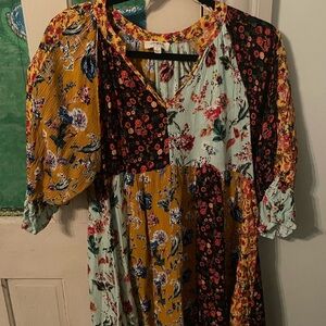 Umgee Multicolor Floral Long Sleeve Dress